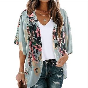 Pretty Floral Kimono sleeve sheer cardigan